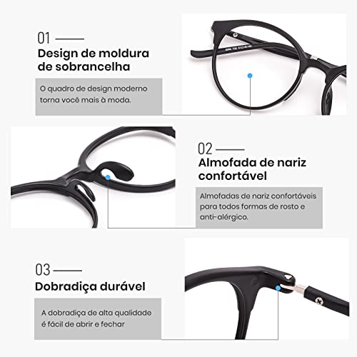 Cyxus Óculos de Luz Azul Redondo Retro Armação Círculo Óculos de Computador Anti-fadiga Ocular Homen