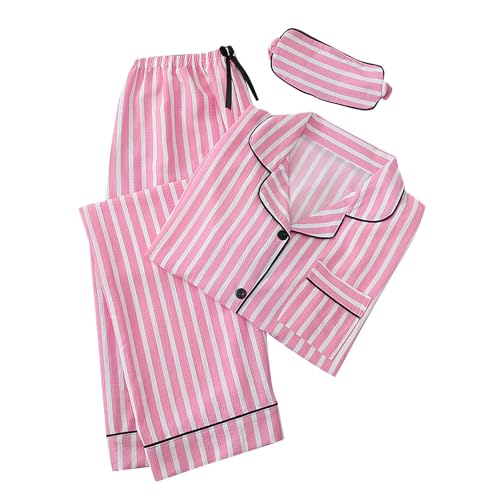 Pigiama da donna a maniche lunghe a righe in cotone