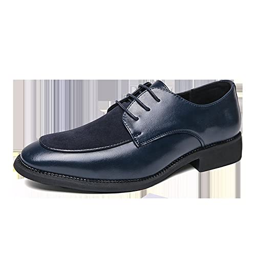 Dress Oxford for Men Lace Up Apron Toe Patchwork Canvas Derby Shoes Slip Resistant Anti-Slip Low Top Rubber Sole Classic2