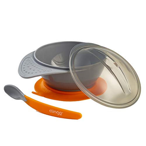 Prato com Ventosa e Colher Colors Laranja, Clingo, Laranja