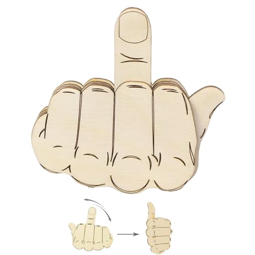 Doigt d'honneur automatique drôle, broche de doigt en bois faite à la main, épingle de doigt d'honneur rabattable, épingles d'expression d'humeur interactive, épingle émotionnelle (1 PCS)