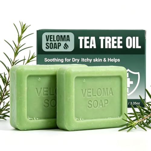 Qbustv Veloma Antifungal Soap Veloma Soap Tea Tree & Eucalyptus & Coconut Oil & Witch Hazel Deep Pore Cleansing Soothing Cleansing Care for Face & Body Supports Clear Healthy-Looking Skin (2pcs)