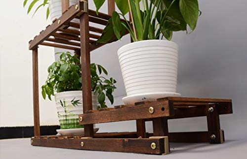 Xxjjdt Lyx Solid Wood Flower Stand, Floor, Green Radish, Living Room, Solid Wood, Flower Shelf, Indoor Balcony, Multi-Layer, Carbonized Color, Wooden Flower Stand, Fleshy, Potted, Shelf, Pastoral #TOP4