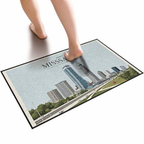 SQEP Funny Door Outside Runners - Explore Mississauga: Canada's Thriving Metropolitan Hub | Water Proof Outdoor/Anti-Fatigue Kitchen Winter Mats for Front Design & Shag, Fall Bathroom