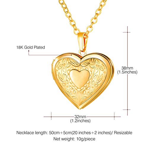 U7 Women 18K Gold Plated Heart Photo Locket Pendant Necklace thumb #4