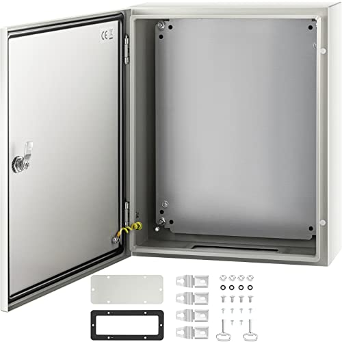 VEVOR Caja NEMA de Acero al Carbono 50 x 40 x 15 cm Caja de Gabinete Eléctrico NEMA 4X IP66 a Prueba de Agua y Polvo de Conexiones Eléctricas para Interiores y Exteriores con Placa de Montaje
