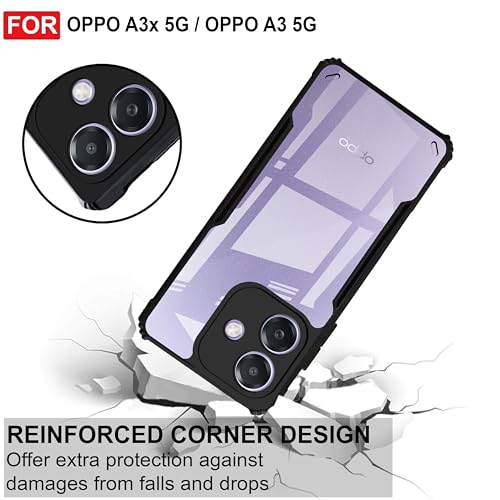 Image of Zapcase Back Case Cover for Oppo A3X 5G | Compatible for Oppo A3X 5G Back Case Cover | Clear Case with Camera Protection | (TPU + PC | Matte Black)