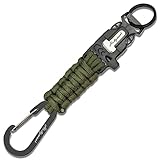 Ultimate 5-in-1 Paracord Keychain with Carabiner for Camping, Fishing, Hunting & Outdoor Emergencies | Multipurpose Survival Tool with Paracord, Emergency Whistle, Flint Rod, Key Ring…