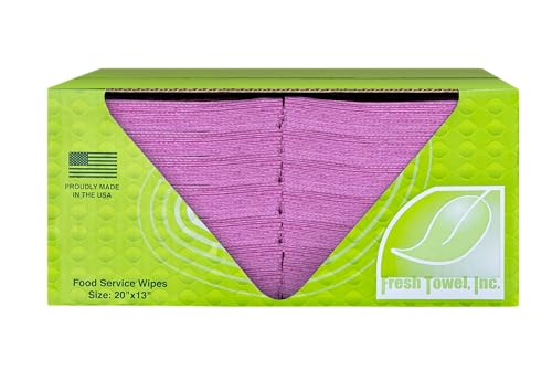 Fresh Towel Foodservice Reusable Paper Towels - 1/4 Fold, 13 x 20 inches - (1 Case of 200) All Purpose Cleaning Towels (Pink Solid)