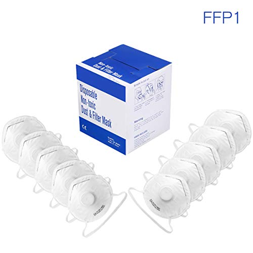 Preisvergleich Produktbild Atemschutzmaske NASUM 10Stk, FFP1 Hochwertige Staubmaske für Mundschutz, individuell Verstellbare Feinstaubmaske und faltbar, für Smog-Wetter / Krankenhäuser / Bergbau
