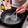Cast Iron Chainmail Scrubber with Handle - Cleaner for Pans and Pots - Premium Stainless Steel/Silicone Scraper for Skillets - Ergonomic Food-Safe Design - Easy to Clean Cookware Dish Brush #3