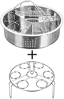 Gkhowiu 3Pcs/Set Pressure Cooker Accessories Steel Basket with Egg Steamer Rack, Divider for Kitchen