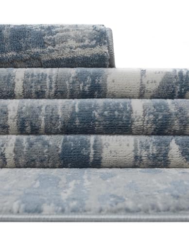 Tapete cuadrado 8 pies azul gris Rugs.com miniatura 4