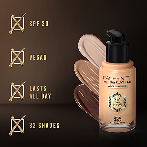 Image of Max Factor Facefinity All Day Flawless 3-in-1 Foundation - W44 Warm Ivory, 30ml