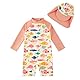 upandfast Baby Badeanzug mit Sonnenhut UPF 50+ Uv Sonnenschutz Badebekleidung für Baby(6-9 Monate,Orange Fisch)