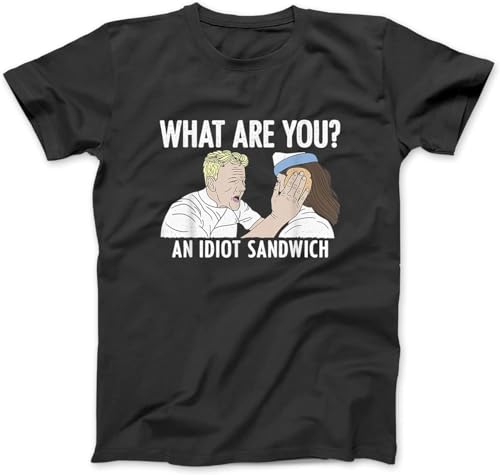 ZHAGNZHE What are You？ an Idiot Sandwich Funny T-Shirt 100% Cotton Letter Graphic Print T Shirts for Men Women Black (S,Black)