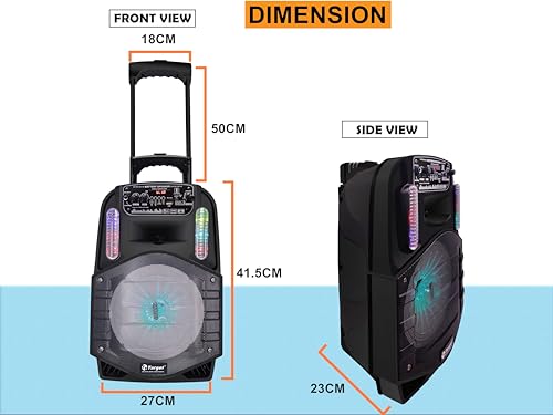 Image of TARGET TT-PSG-802 Wireless Bluetooth Trolley Speaker 8 inch 120 WATTS RMS, Karaoke with 2 Wireless Mic, Remote Control, FM Radio, Aux in /USB /SD Card with TWS