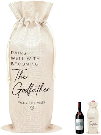 Godfather Proposal Gifts for Men God Father Wine Bag for Godfather Gifts from Godchild, Godfather Thank You Appreciation Gift for Men God Father Wine Bottle Covers for Godfather Birthday Gift Ideas image 3