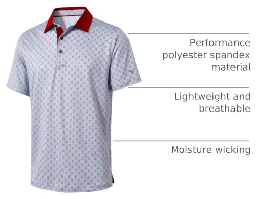Image of Golf Shirts for Men Dry Fit Short Sleeve Print Performance Moisture Wicking Polo Shirt