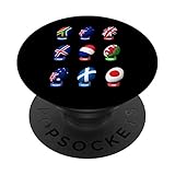 Rugby-Ball Flaggen - England, Wales, Neuseeland Team Player PopSockets PopGrip: Ausziehbarer Sockel und Griff für Handys/Tablets mit Tauschbarem Top