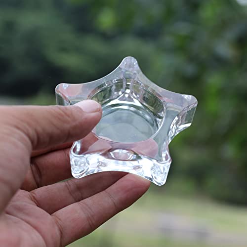 2 Pcsc Tealight Star Shaped Chunky Glass Candle Holder for Wedding Party and Home Decor