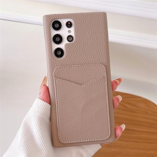 Étui Samsung S22 en cuir grainé rétro de luxe couleur kaki souple