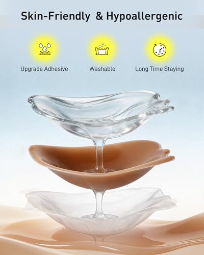 Image of Niidor Adhesive Bra Strapless Ultra Sticky Invisible Push up Silicone Bra Multiple Colors Sizes Reusable for Backless Dress