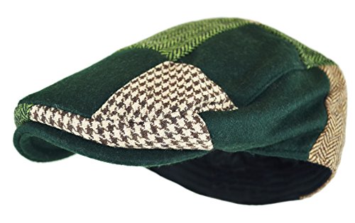 Image of Wonderful Fashion Men's Classic Herringbone Tweed Wool Blend Newsboy Ivy Hat (Large /X-Large, Charcoal)