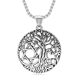 Swordgod Tree of Life Necklace for Men Women Star of David Pendant Jewelry Gifts for Christmas Birth