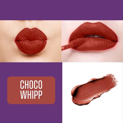 Image of Blue Heaven Ultimatte Whipp Lip Liquid Lipstick Waterproof Infused with Cocoa Butter & Rosehip Oil | Hydrating | Airy Mousse Texture | Soft Matte Finish | Intensely Pigmented | Choco Whipp | 3 ML