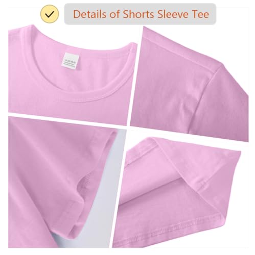 Image of Girls /Kids /Toddlers Crew Neck Cotton T-Shirts Short Sleeve Summer Basic Tops（Age 2-12Y）