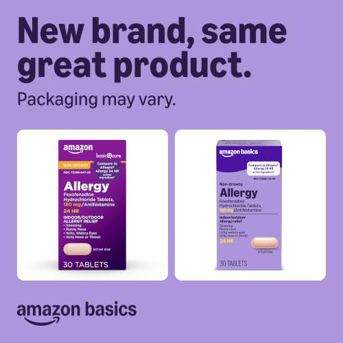 Amazon Basics All Day Allergy Relief, Fexofenadine Hydrochloride Tablets, 180 mg, Antihistamine, Non-Drowsy, 24-Hour Relief, 30 Count (Previously Care) - image 2