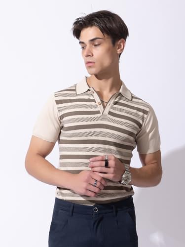 Image of Armisto Men's 100% Cotton Fancy Party Polo T-Shirt /Neutral Colour