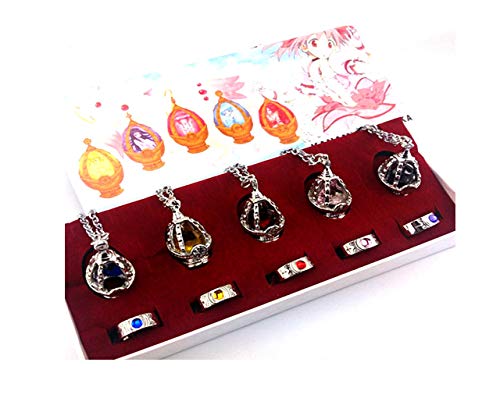 Anime Cosplay Puella Magi Madoka Magica Soul Core Gem 5 Necklace With 5 Tail Ring3