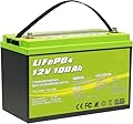 ACOPOWER 12V 100Ah LiFePO4 Deep Cycle Lithium Battery with Built-in 100A BMS, Each Battery Can Support 1280W Power Output, Perfect for Solar, RV, Marine, Home Storage and Off-Grid