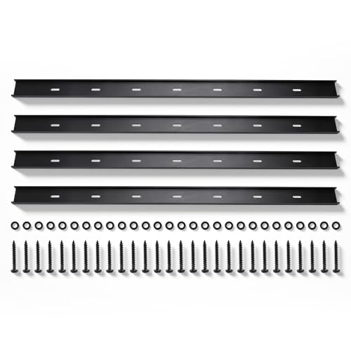 Riyhch 4Pcs 36x2 Inch C Channel Steel Support Hidden C Bracket Metal Support Bracing Black Coat Finish Bracket for Table Tops Furniture Woodworking