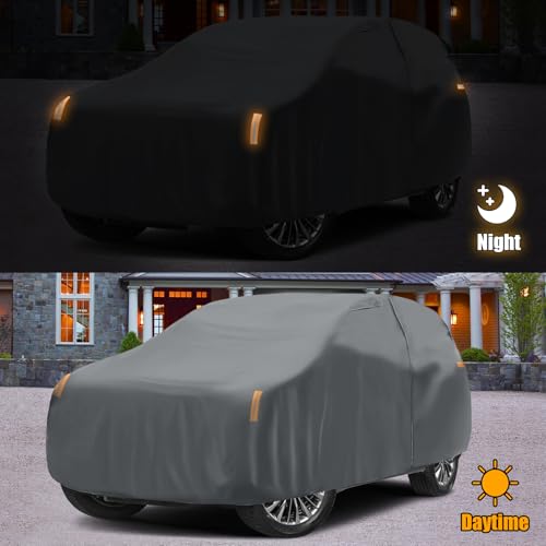 Image of Waterproof Premium Car Covers Replace for 2004-2025 Infiniti QX80 / Nissan Armada, 10 Layers Heavy Duty with Cotton Liner Car Cover with Zipper Door, Windproof Bands for Snow Rain Dust Protection
