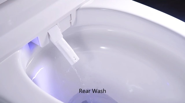 Inodoro inteligente sin tanque con bidé - Inodoro de una pieza con auto-flush, bidé calefaccionado con rociador de agua tibia y secador, auto-flush con sensor, inodoro de una pieza con control remoto miniatura 7