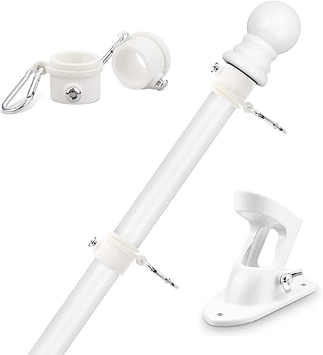 Mástiles de bandera para casa exterior, poste de bandera de 5 pies con soporte y anillos, kit de asta de bandera de acero inoxidable montado en la