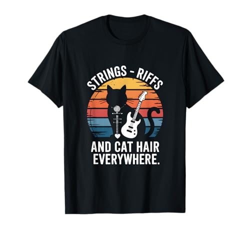 Riffs à Cordes et Poils de Chat Everywhere Music Cat T-Shirt