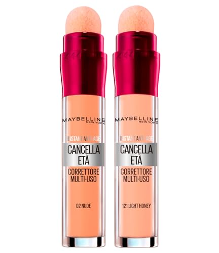 Maybelline Nueva York interrumpe los correlers líquidos líquidos color 02 desnudo con aplicador de hongos interrumpe el sector líquido edad 121 miel ligera contra las ojeras anti-edad