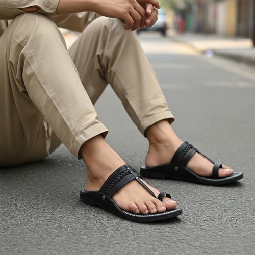 Image of DFR Ethnic Sandals For Boys Men, Comfortable Men's Rajasthani Slipper Chappals