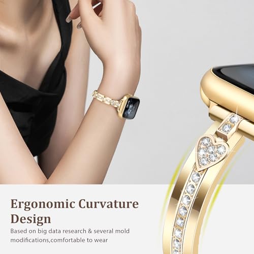 Image of VISOOM Bracelet Compatible for Series 11 /10 /9 /8 /se Apple Watch Band 46 /45 /44 /42 /41 /40 /38mm Series 7 /SE Women Dressy Luxury Wristband Jewelry Metal Watch Strap for iWatch Series 6 /5 /4 /3 /2 /1