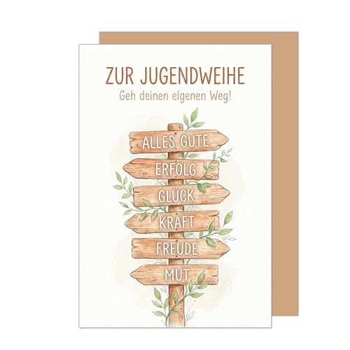 Edition Seidel Premium Glückwunschkarte zur Jugendweihe mit Umschlag. Jugendweihekarte Karte Grußkarte Spruch Sprüche Mädchen Junge Jugendliche Wegweiser Erfolg Glück Wünsche (JW147 SW026)
