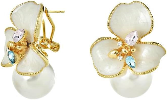 Retro Pearl Flower Enamel Earrings Female Affordable Luxury Premium Silver Needle Crystal Elegant Pendant