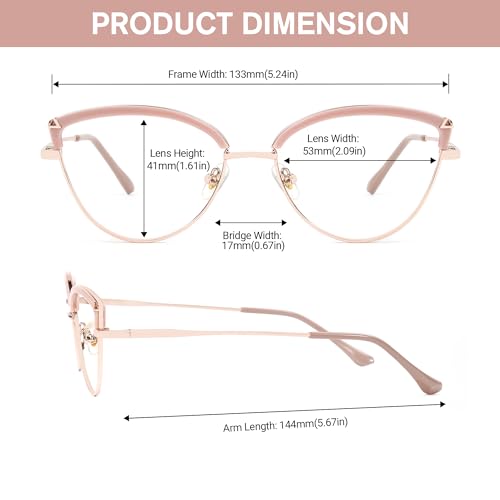 Image of Zeelool Cat Eye Blue Light Blocking Glasses Metal Frame for Women ZJGX672183-03B Pink