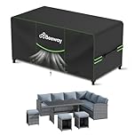 BEEWAY Garden Furniture Cover With Air Vent, Waterproof Patio Rattan Sofa Table Chair Set Cover - 420D Oxford Fabric, Windproof - 242x182x102cm