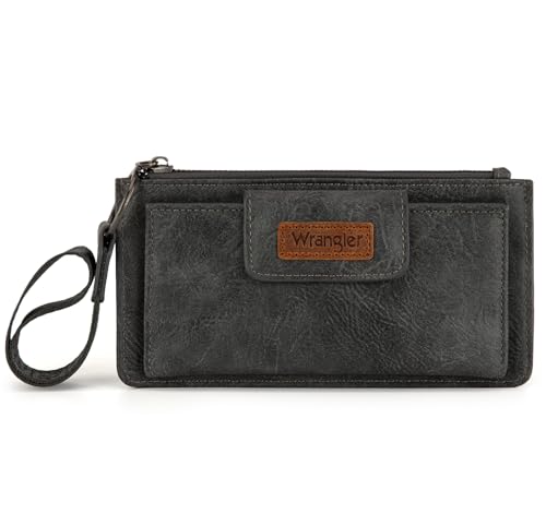 Image of Montana West X Wrangler Wallet for Women Ladies Female Card Cases & Money Organizers Wristlet with Wallet Large Clutch with Coin Purse Smooth Zipper and Rfid Lining