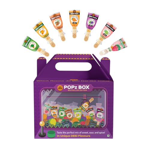 GO DESi Popz Trial Pack, Gourmet Gift Hamper, Assorted, Gift Box, Tangy Imli, Kaccha Aam, Real Aam, Candy
