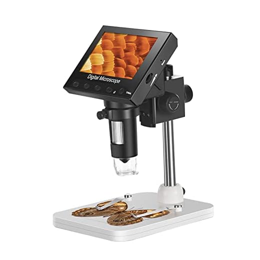 Dearsee 4.3 Inch Coin Microscope, LCD Digital Microscope 1000X Magnification Microscope Coin Magnifier with 8 Adjustable LED Lights for Coin/Stamps/Plants/Soldering, Windows Compatible